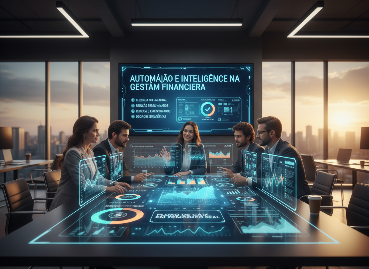 automação e inteligência financeira, transformação digital finanças, IA finanças Brasil, ERP financeiro, previsão de caixa